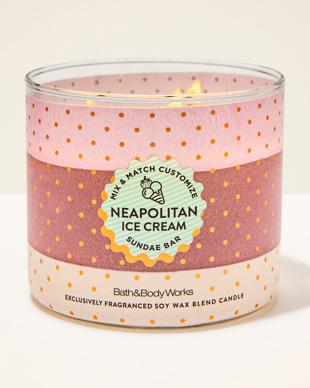 Neapolitan Ice Cream 3-Wick Candle