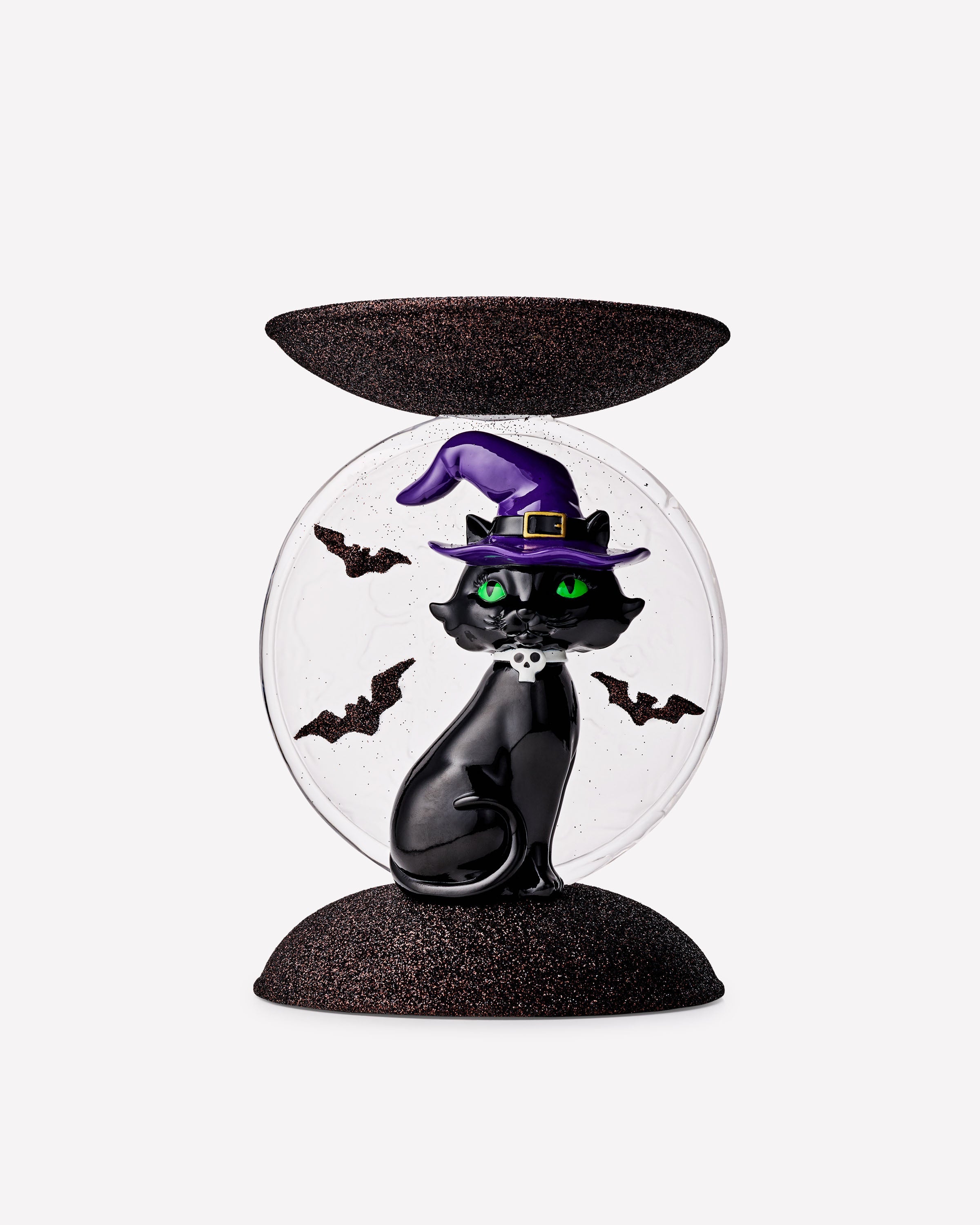 Light-up Cat and Moon Pedestal 3-Wick Candle Holder