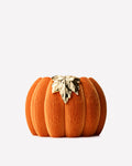 Orange Corduroy Pumpkin 3-Wick Candle Holder